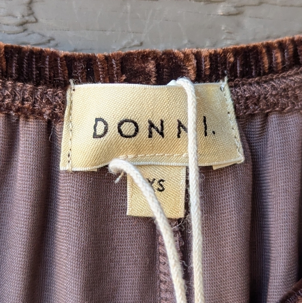 NWT Donni. The Velvet Simple Pant Espresso Brown Velvet Size XS Rayon Silk - Picture 4 of 8